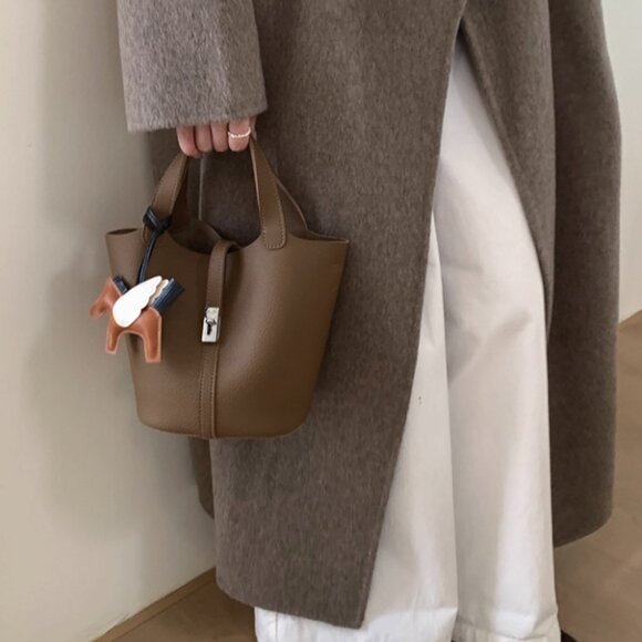 Chic Taupe Mini Picotin Style Handbag - Picture 1 of 8